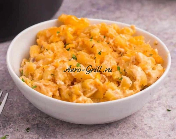 Макароны с сыром в аэрогриле